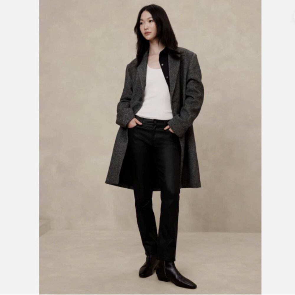 Banana Republic Mid Rise Slim Black Coated Shine Straight Jeans sz 25/0 NWT $120